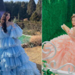 七位女性 K-Pop 偶像，穿著巨大的連衣裙，看起來像童話中的公主，TWICE 多賢與志效 太美了